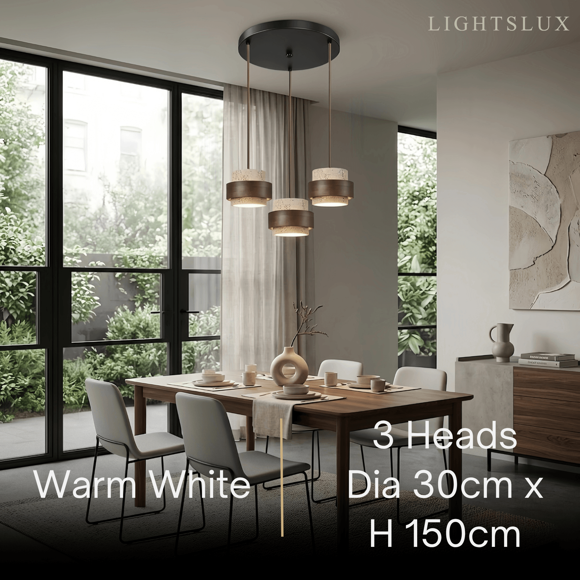 Modern Travertine Pendant Light — Walnut Wood for Dining Room - Flindria