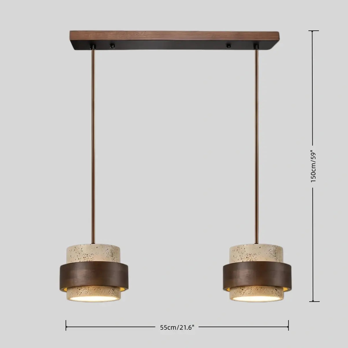 Modern Travertine Pendant Light — Walnut Wood for Dining Room - Flindria