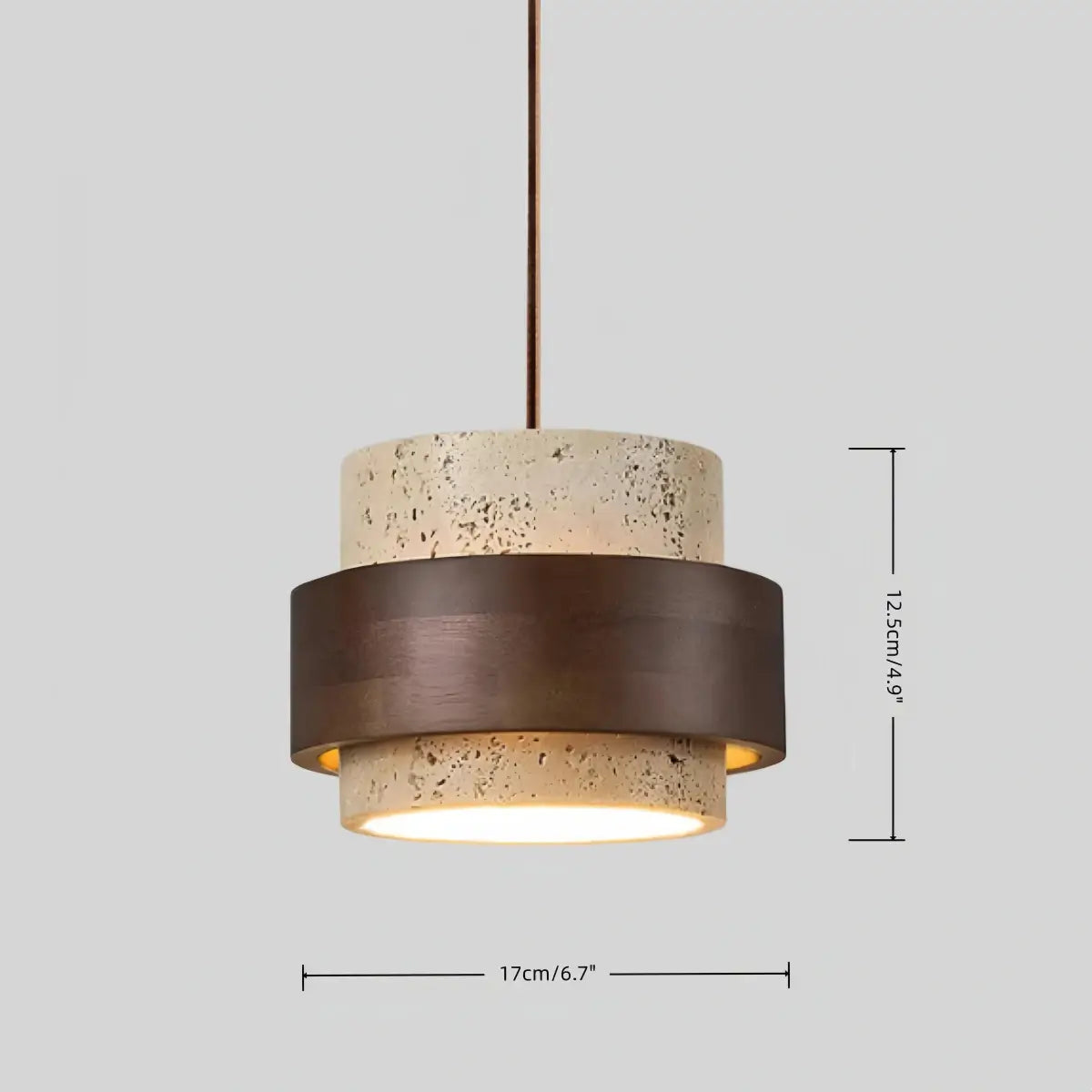 Modern Travertine Pendant Light — Walnut Wood for Dining Room - Flindria