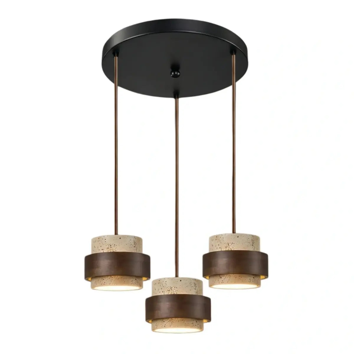 Modern Travertine Pendant Light — Walnut Wood for Dining Room - Flindria