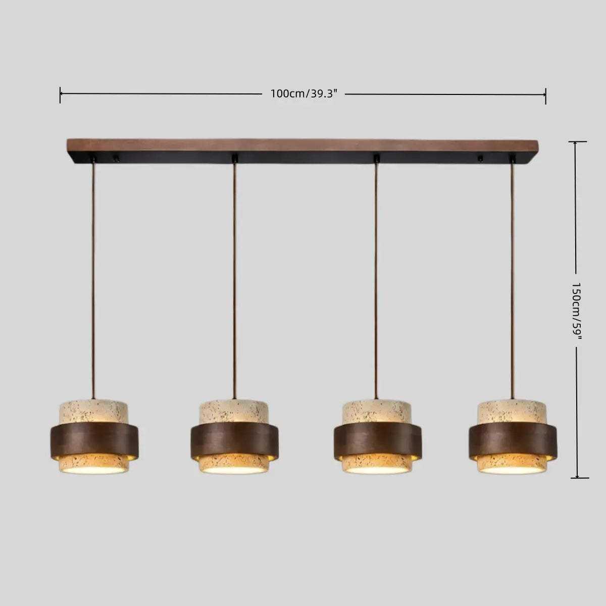 Modern Travertine Pendant Light — Walnut Wood for Dining Room - Flindria