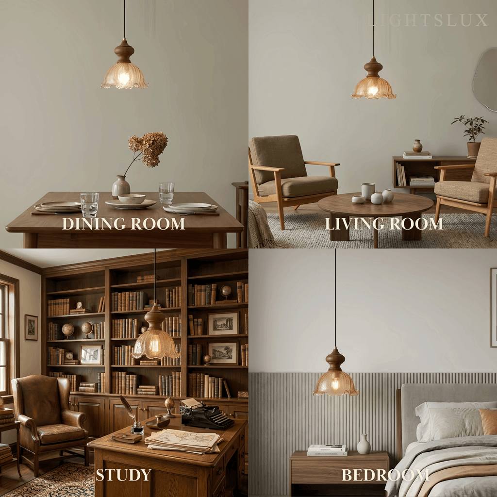 Lampada a sospensione vintage - Vetro ondulato e ottone per sala da pranzo - Flindria