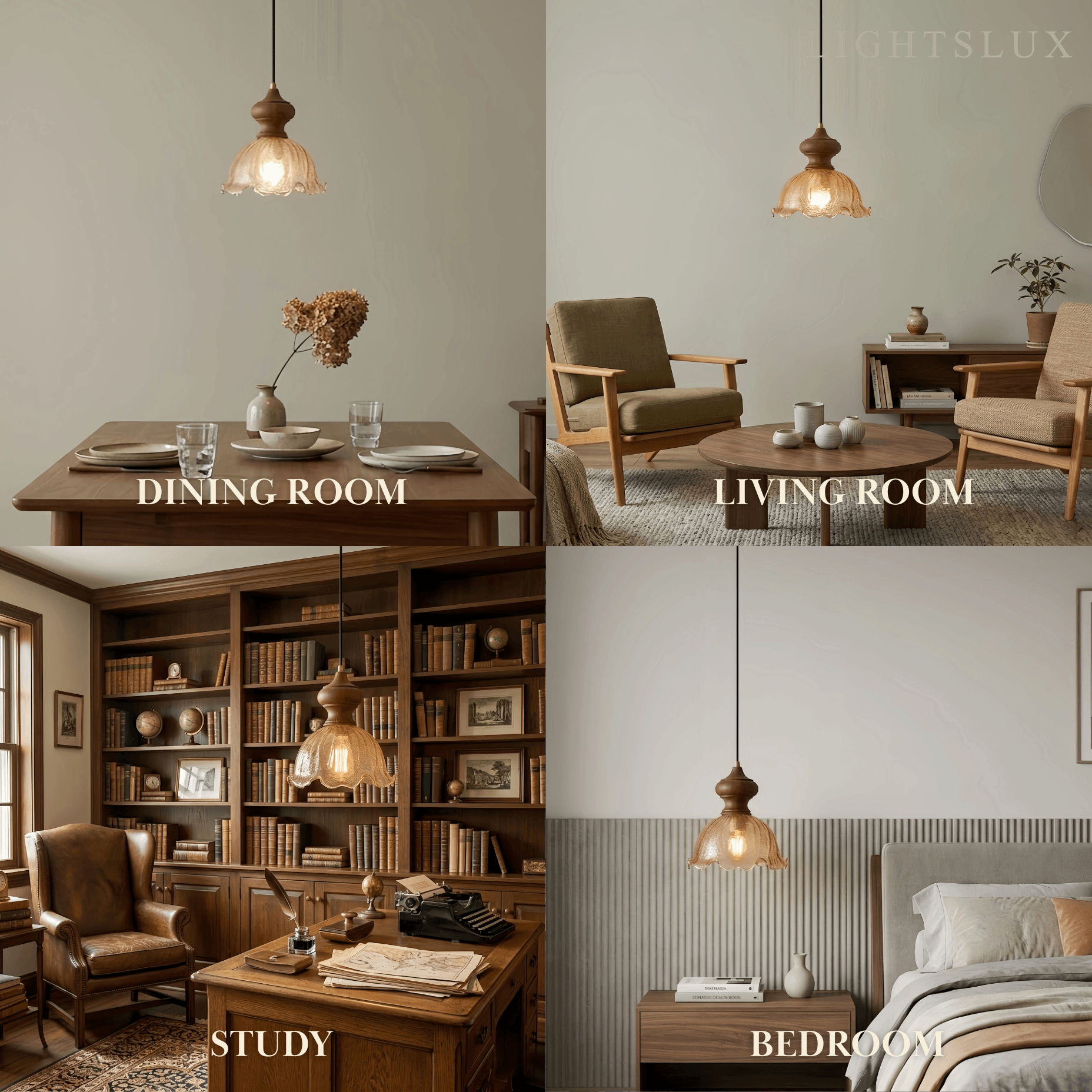 Lampada a sospensione vintage - Vetro ondulato e ottone per sala da pranzo - Flindria