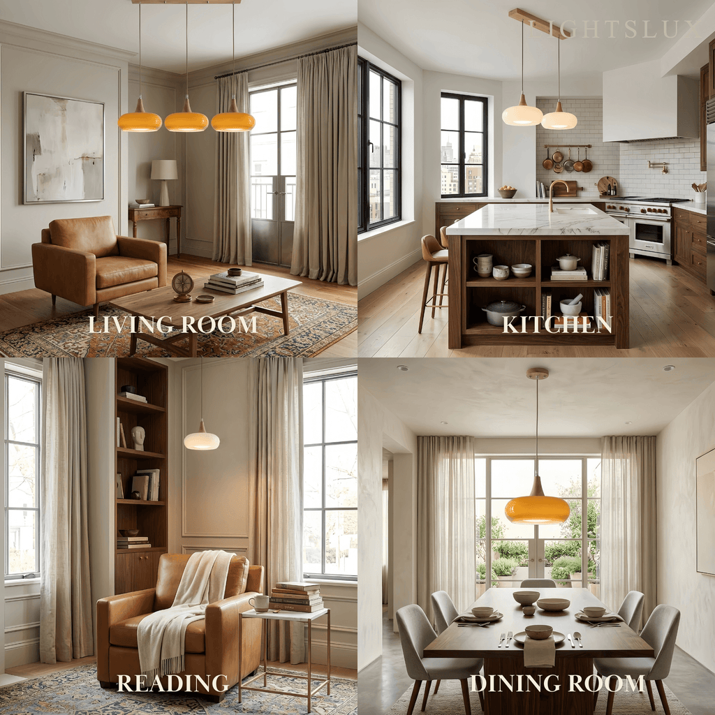 Modern Glass Pendant Light — Orange/White for Kitchen - Flindria