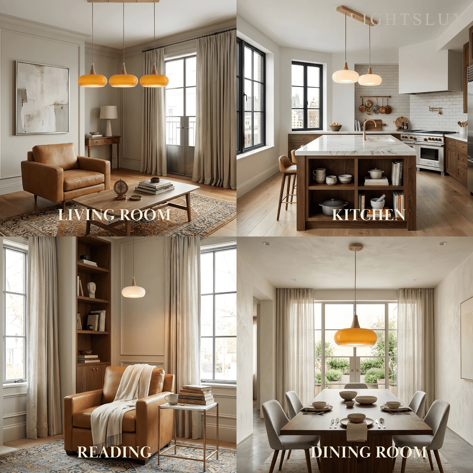 Modern Glass Pendant Light — Orange/White for Kitchen - Flindria