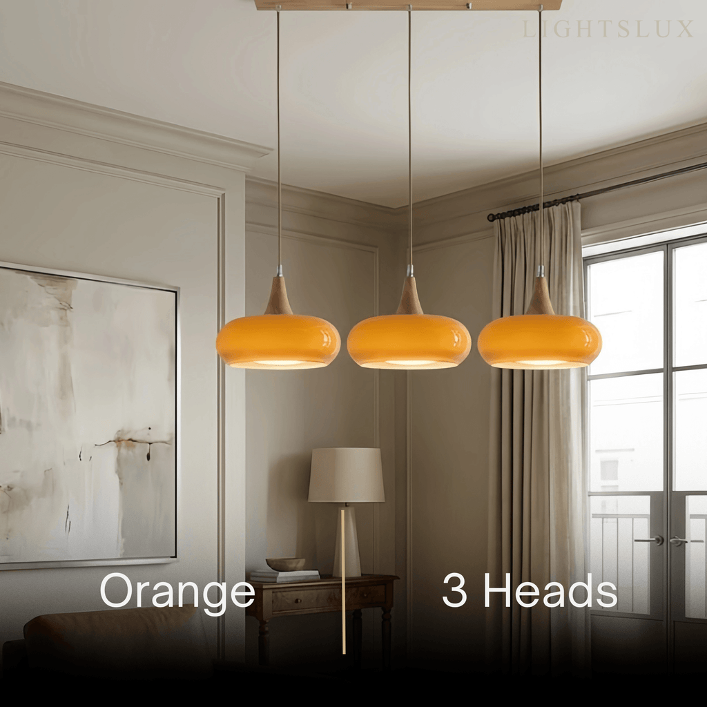Modern Glass Pendant Light — Orange/White for Kitchen - Flindria