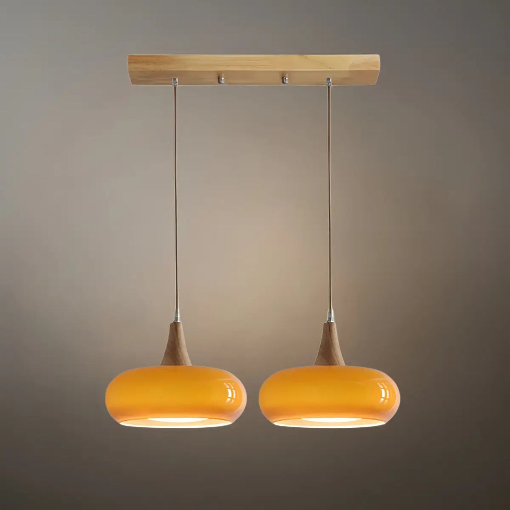 Modern Glass Pendant Light — Orange/White for Kitchen - Flindria