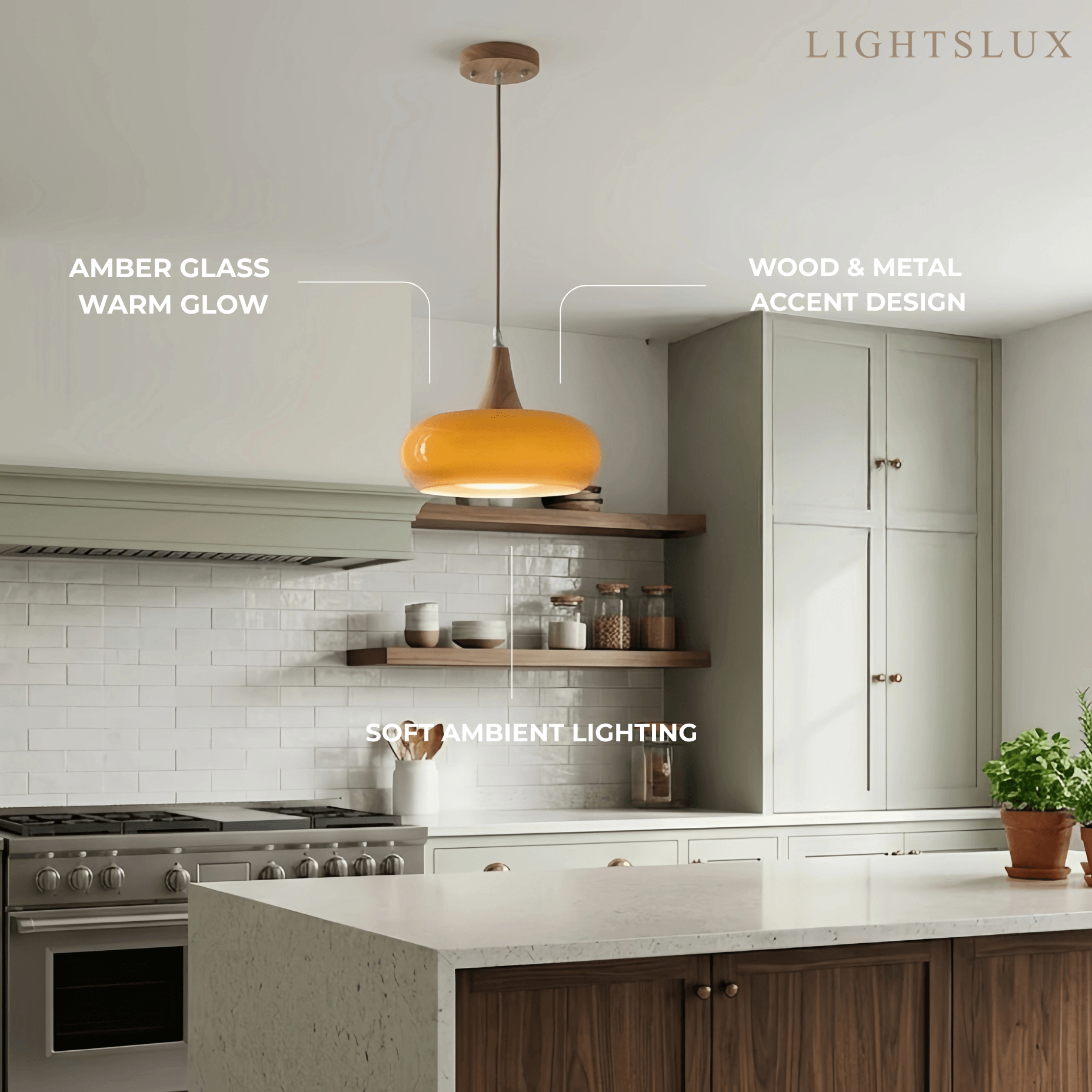 Modern Glass Pendant Light — Orange/White for Kitchen - Flindria