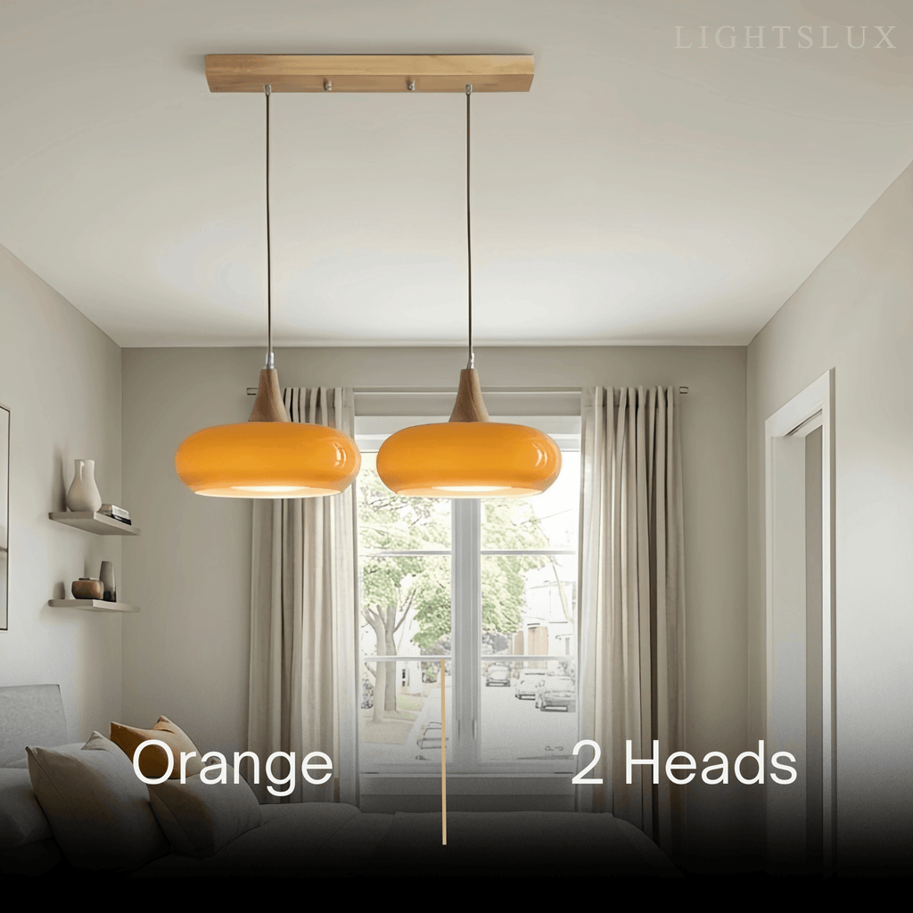 Modern Glass Pendant Light — Orange/White for Kitchen - Flindria