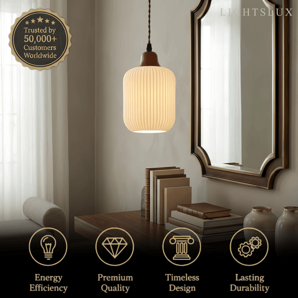 Contemporary Dome Pendant Light – Metal & Ceramic White for Bedroom Dining Room - Flindria