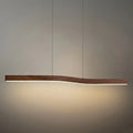 Modern Linear Pendant Light — Metal & Acrylic with Black & Dark Wood for Dining Room Living Room - Flindria