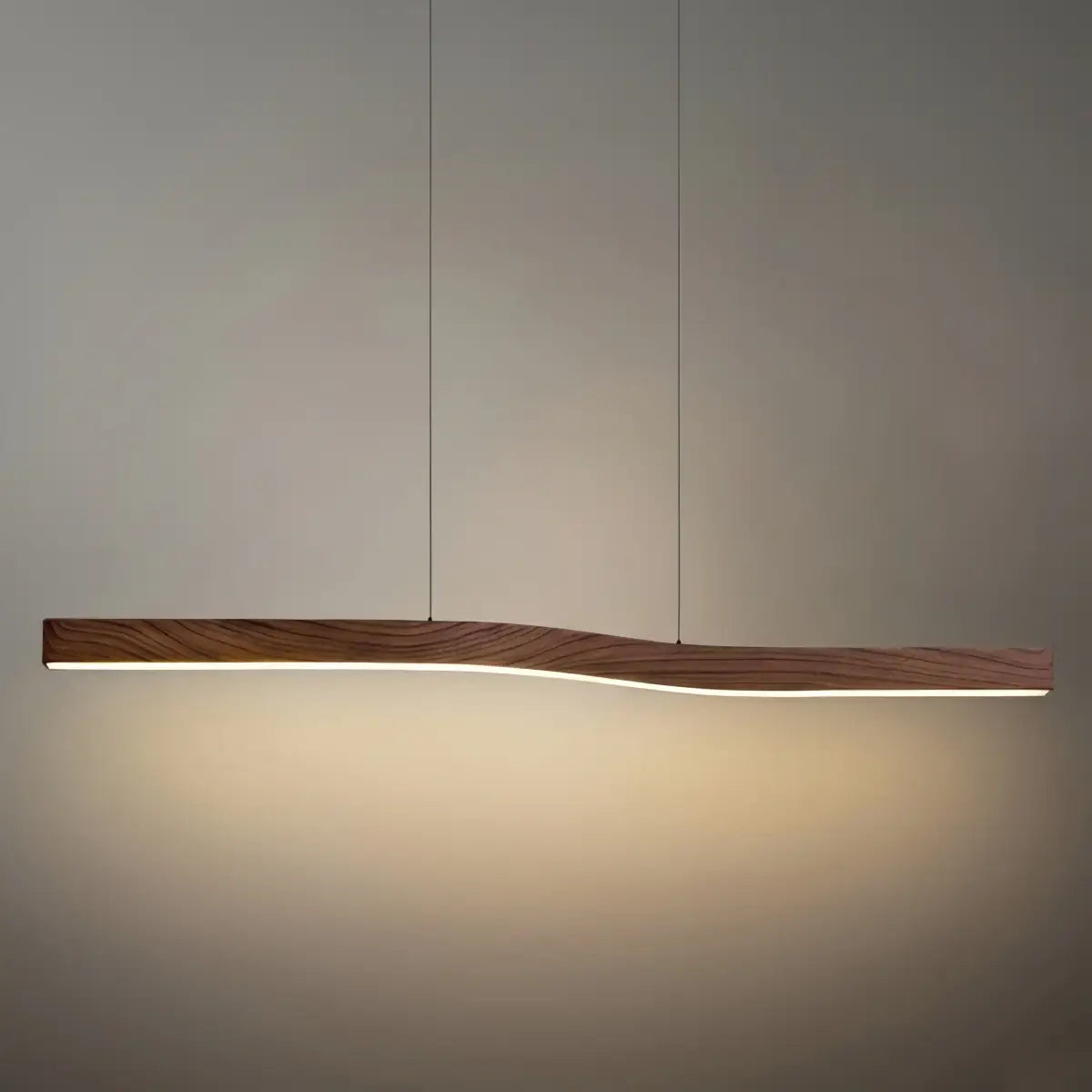 Modern Linear Pendant Light — Metal & Acrylic with Black & Dark Wood for Dining Room Living Room - Flindria