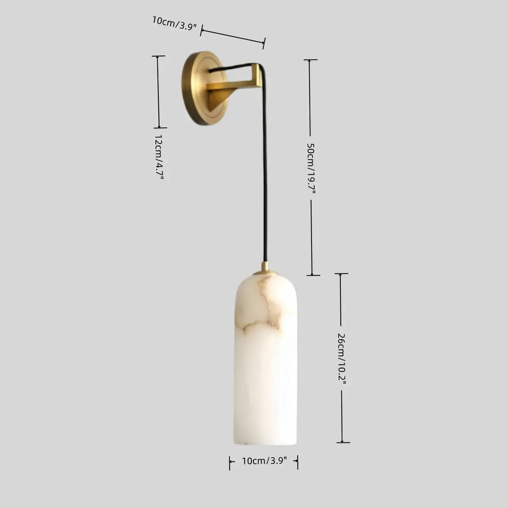 Natural Alabaster Wall Lamp— Brass Body with White Shade for Hallway Living Room Bedroom - Flindria