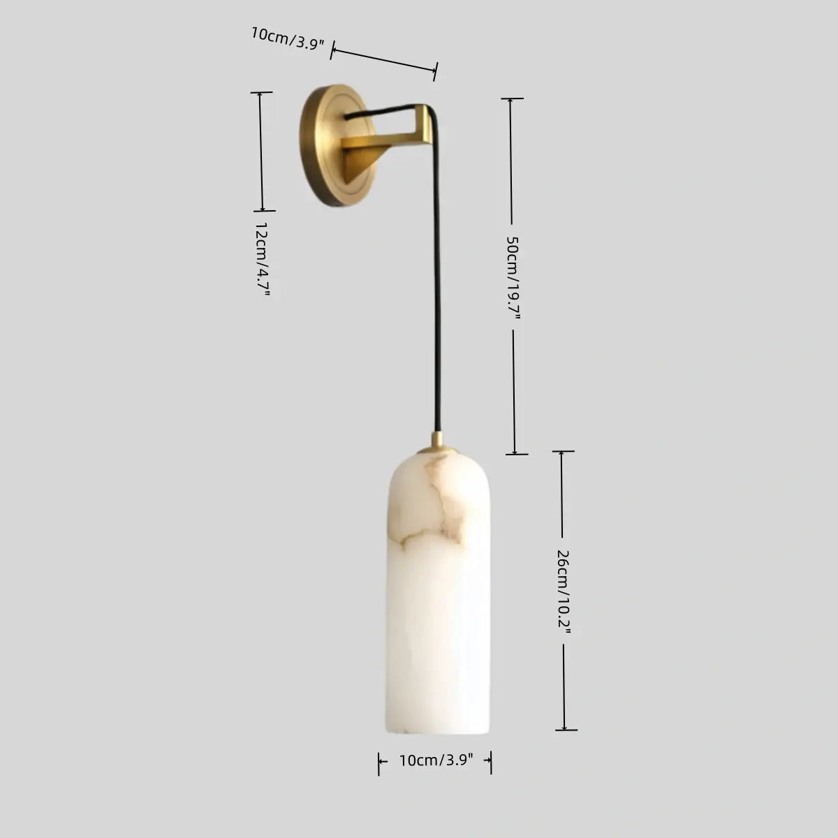 Natural Alabaster Wall Lamp— Brass Body with White Shade for Hallway Living Room Bedroom - Flindria