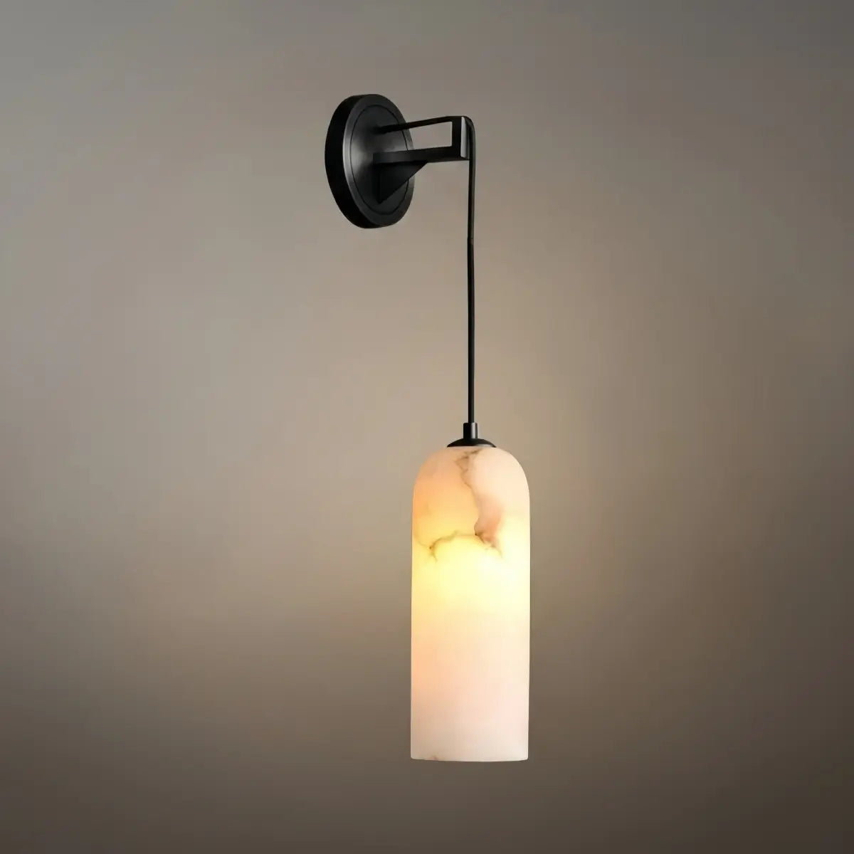 Natural Alabaster Wall Lamp— Brass Body with White Shade for Hallway Living Room Bedroom - Flindria