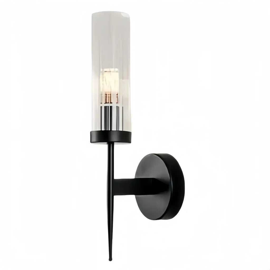 Modern LED Wall Lamp — Glass & Copper Black/Gold for Living Room - Flindria
