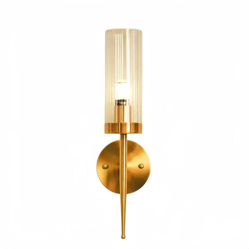 Modern LED Wall Lamp — Glass & Copper Black/Gold for Living Room - Flindria