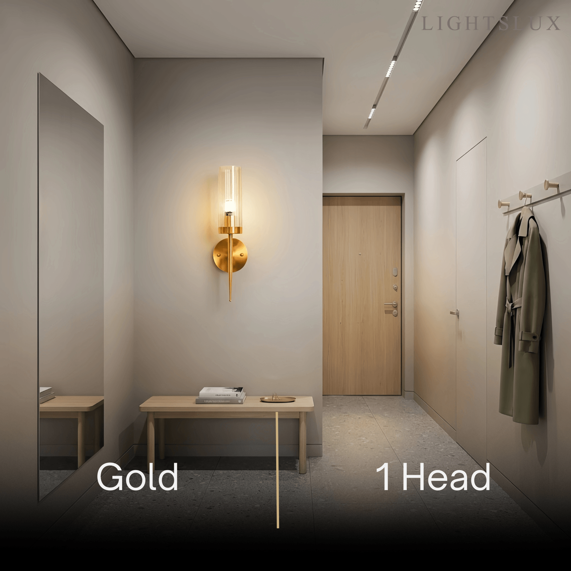 Modern LED Wall Lamp — Glass & Copper Black/Gold for Living Room - Flindria