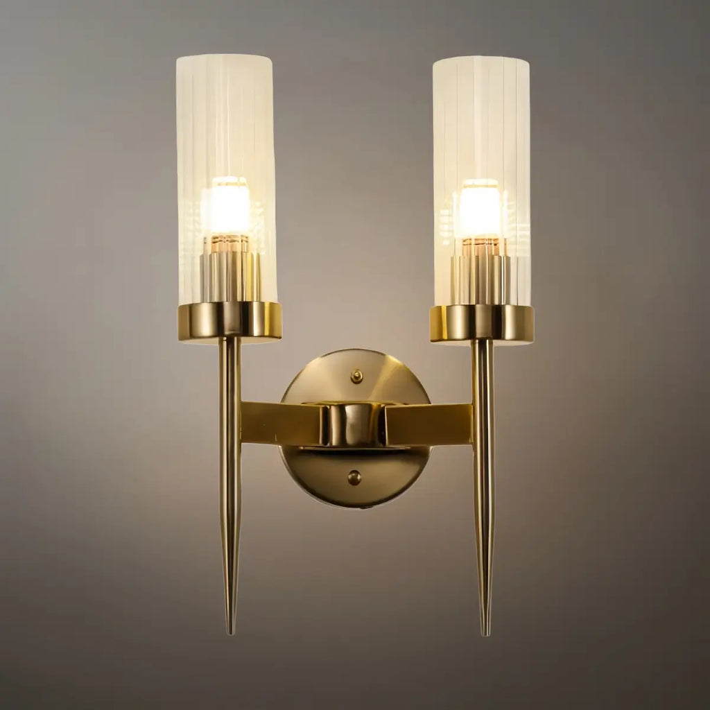 Modern LED Wall Lamp — Glass & Copper Black/Gold for Living Room - Flindria