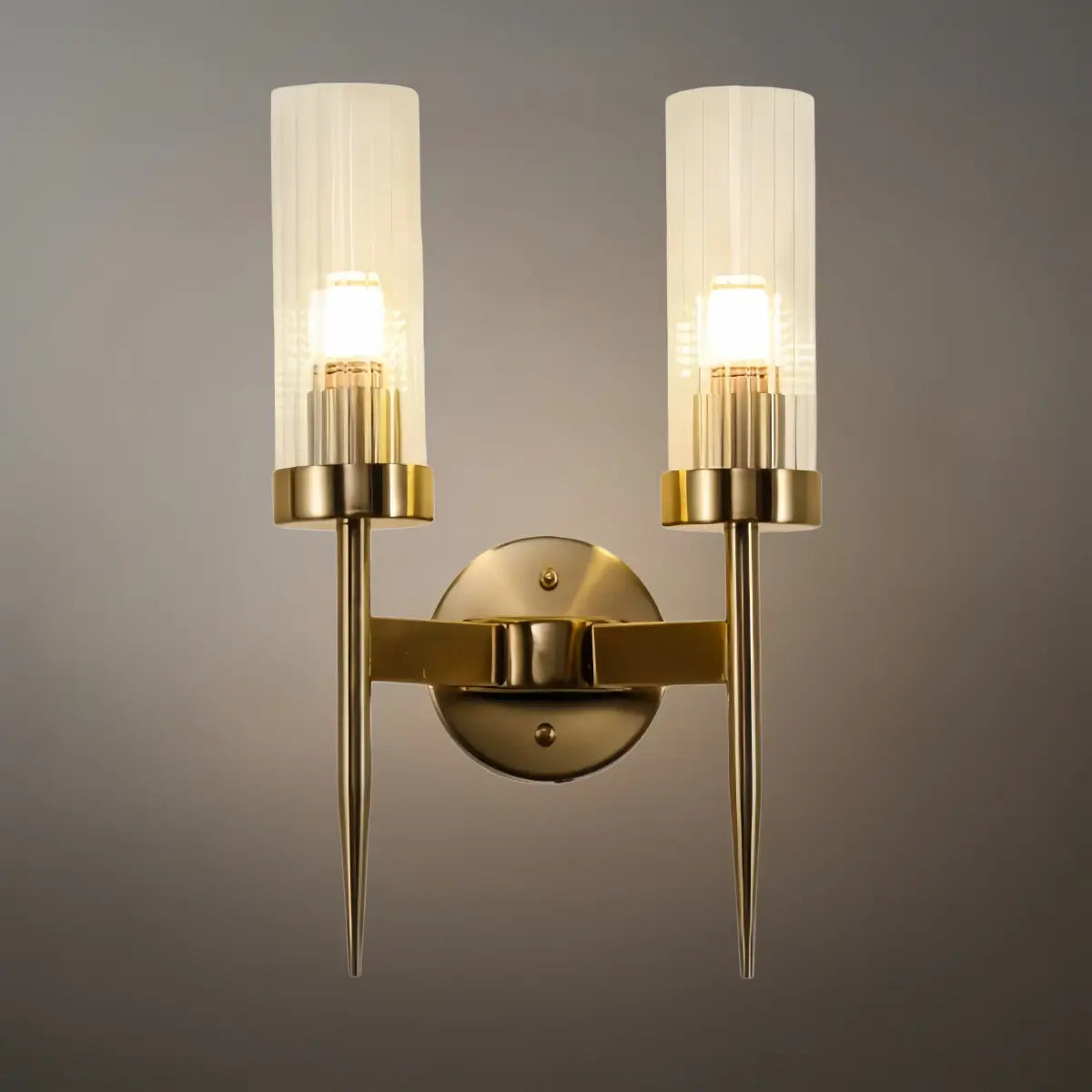 Modern LED Wall Lamp — Glass & Copper Black/Gold for Living Room - Flindria