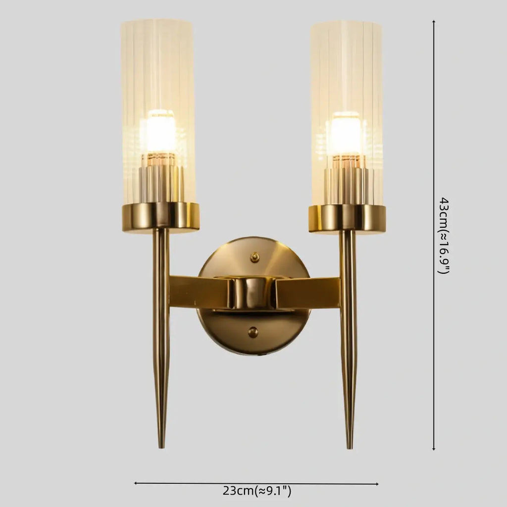 Modern LED Wall Lamp — Glass & Copper Black/Gold for Living Room - Flindria