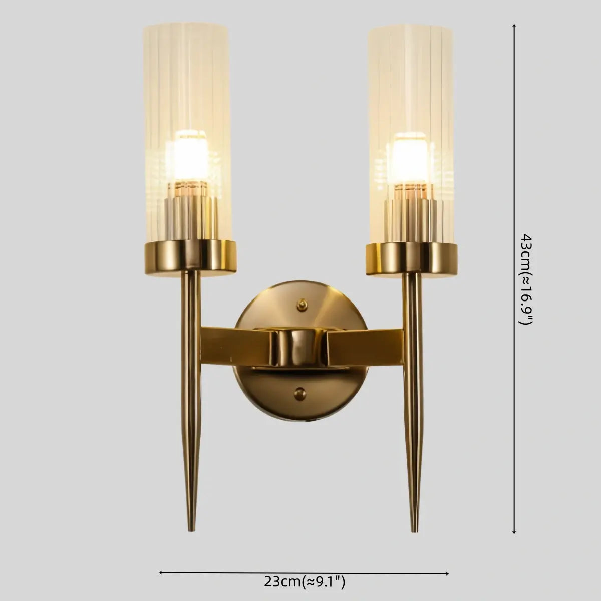 Modern LED Wall Lamp — Glass & Copper Black/Gold for Living Room - Flindria