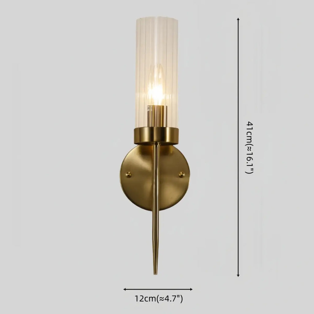 Modern LED Wall Lamp — Glass & Copper Black/Gold for Living Room - Flindria