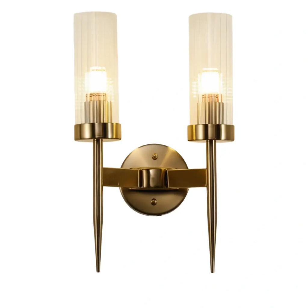 Modern LED Wall Lamp — Glass & Copper Black/Gold for Living Room - Flindria