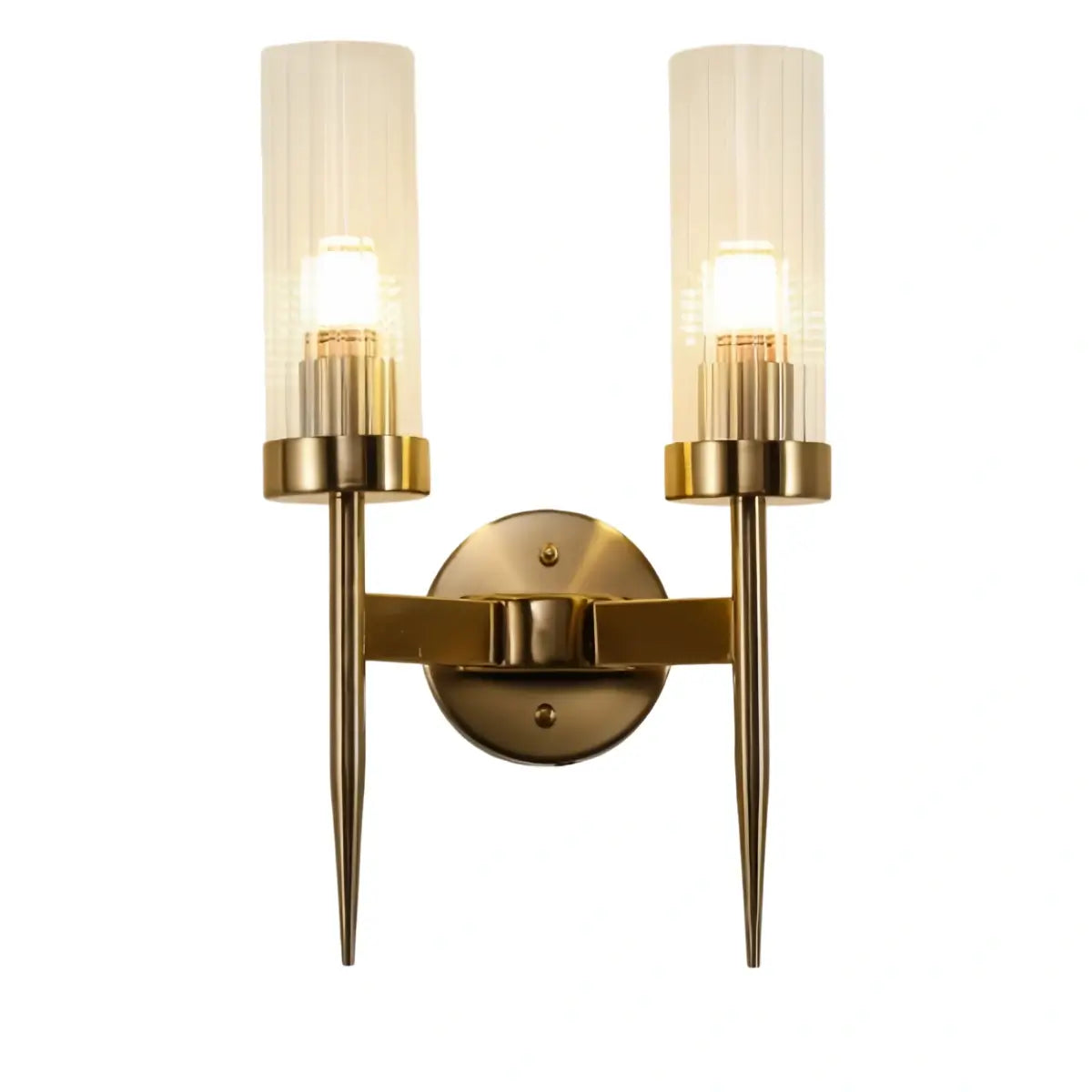 Modern LED Wall Lamp — Glass & Copper Black/Gold for Living Room - Flindria