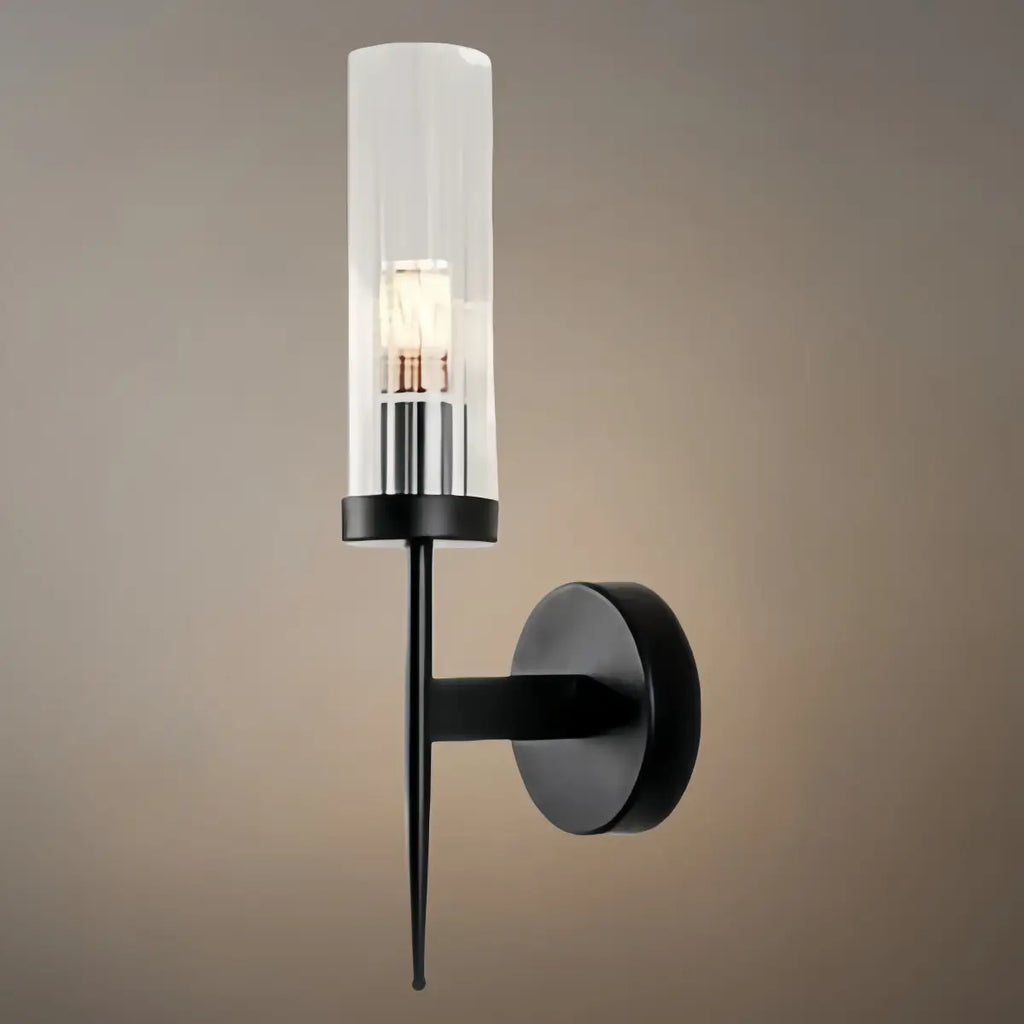 Modern LED Wall Lamp — Glass & Copper Black/Gold for Living Room - Flindria