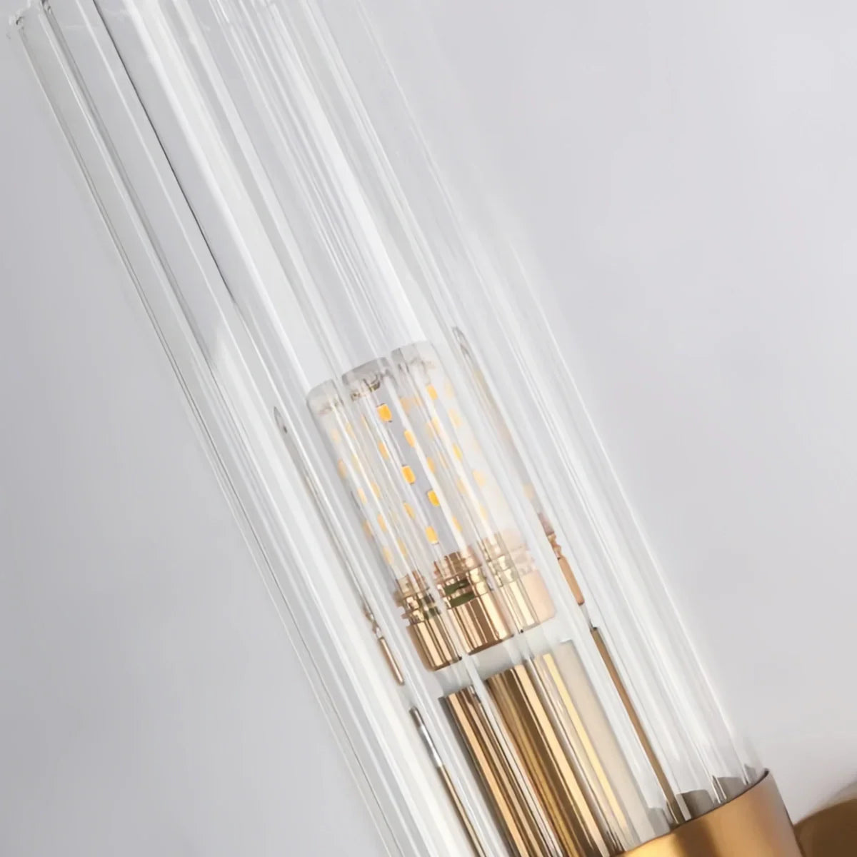 Modern LED Wall Lamp — Glass & Copper Black/Gold for Living Room - Flindria