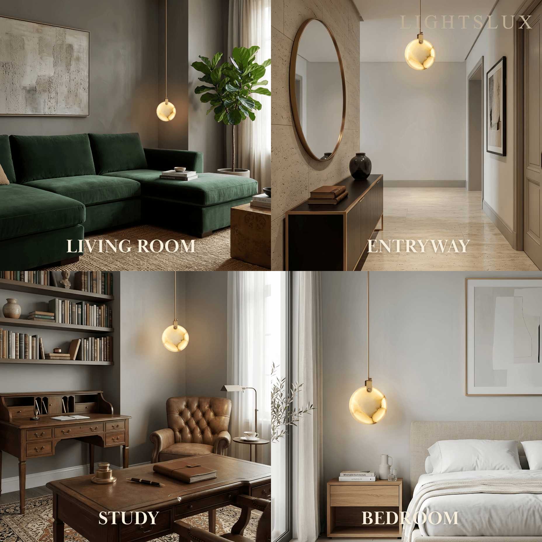 Modern Alabaster Pendant Light — Gold Metal for Dining Room - Flindria
