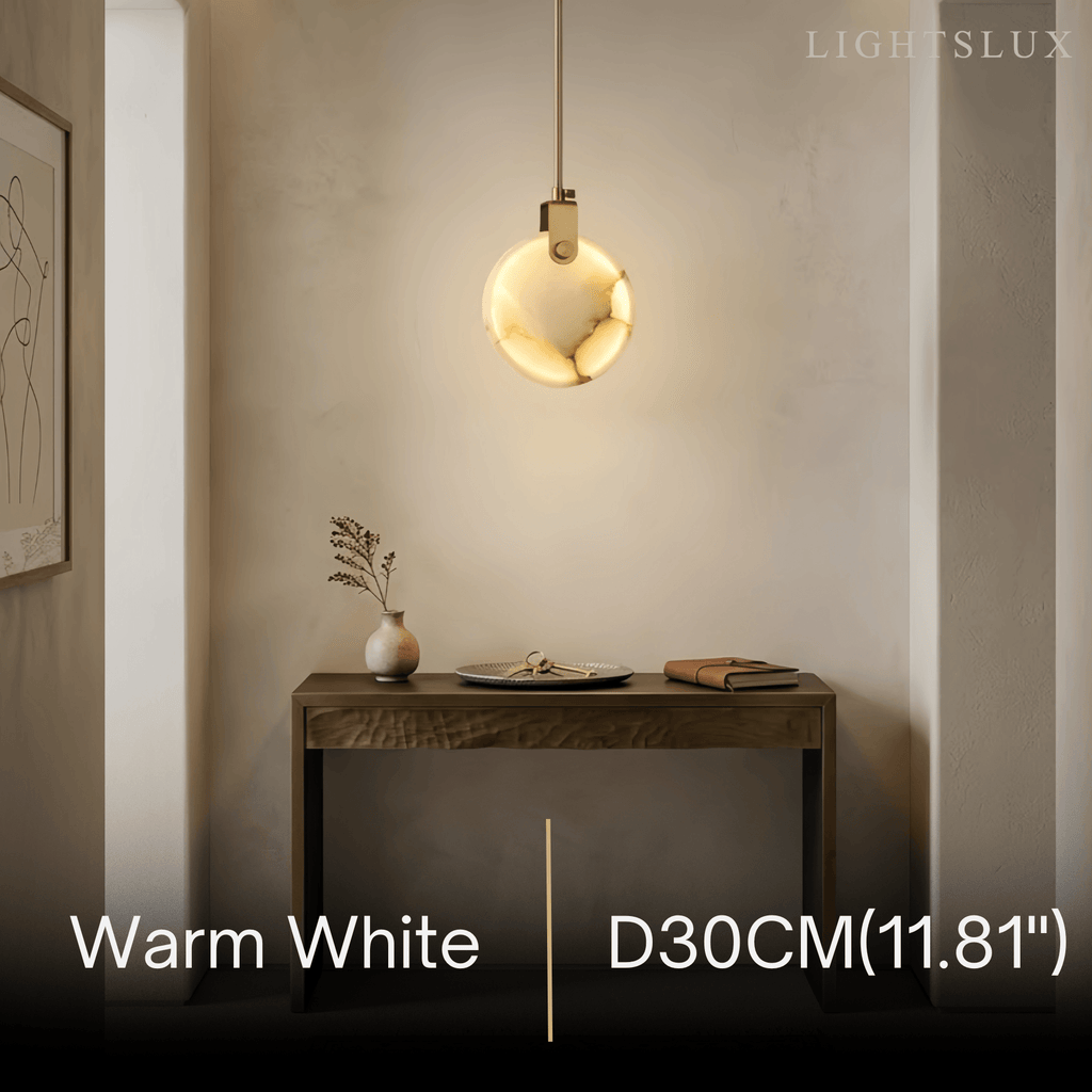 Modern Alabaster Pendant Light — Gold Metal for Dining Room - Flindria