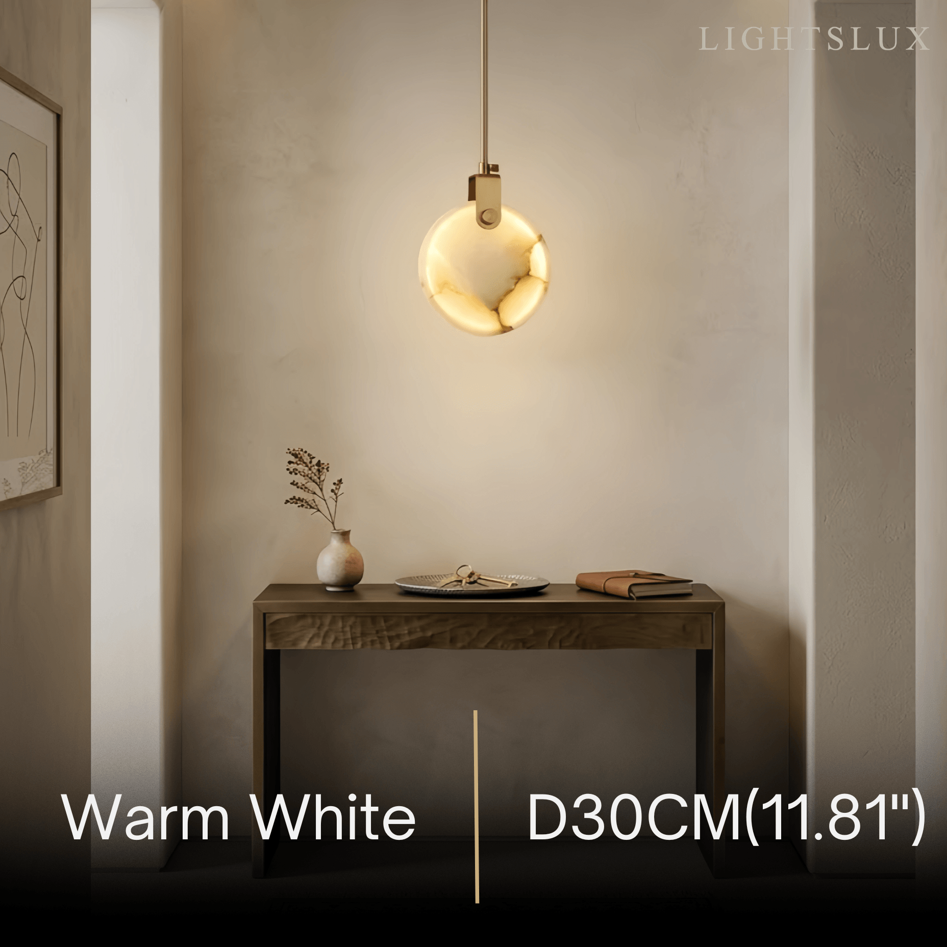 Modern Alabaster Pendant Light — Gold Metal for Dining Room - Flindria