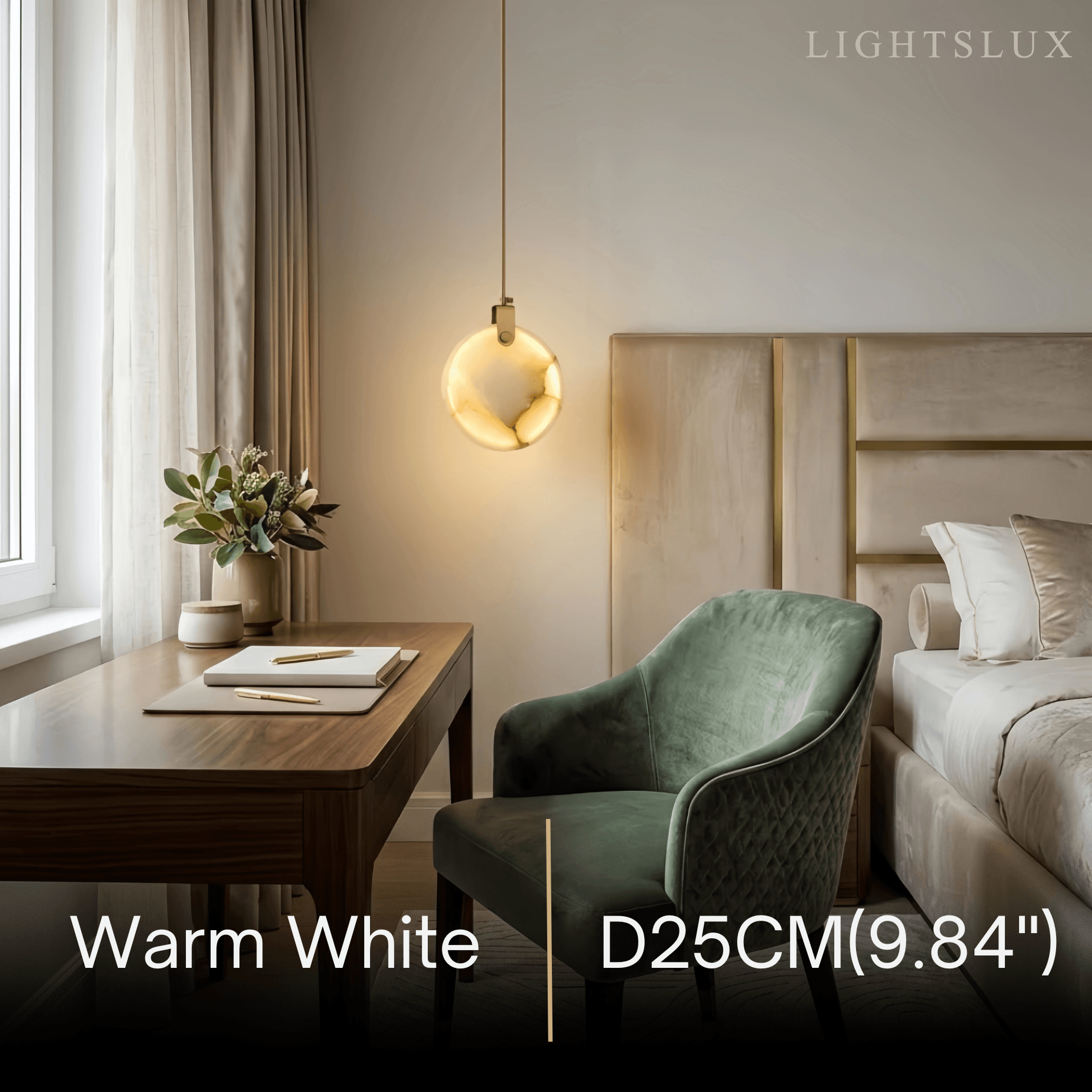 Modern Alabaster Pendant Light — Gold Metal for Dining Room - Flindria