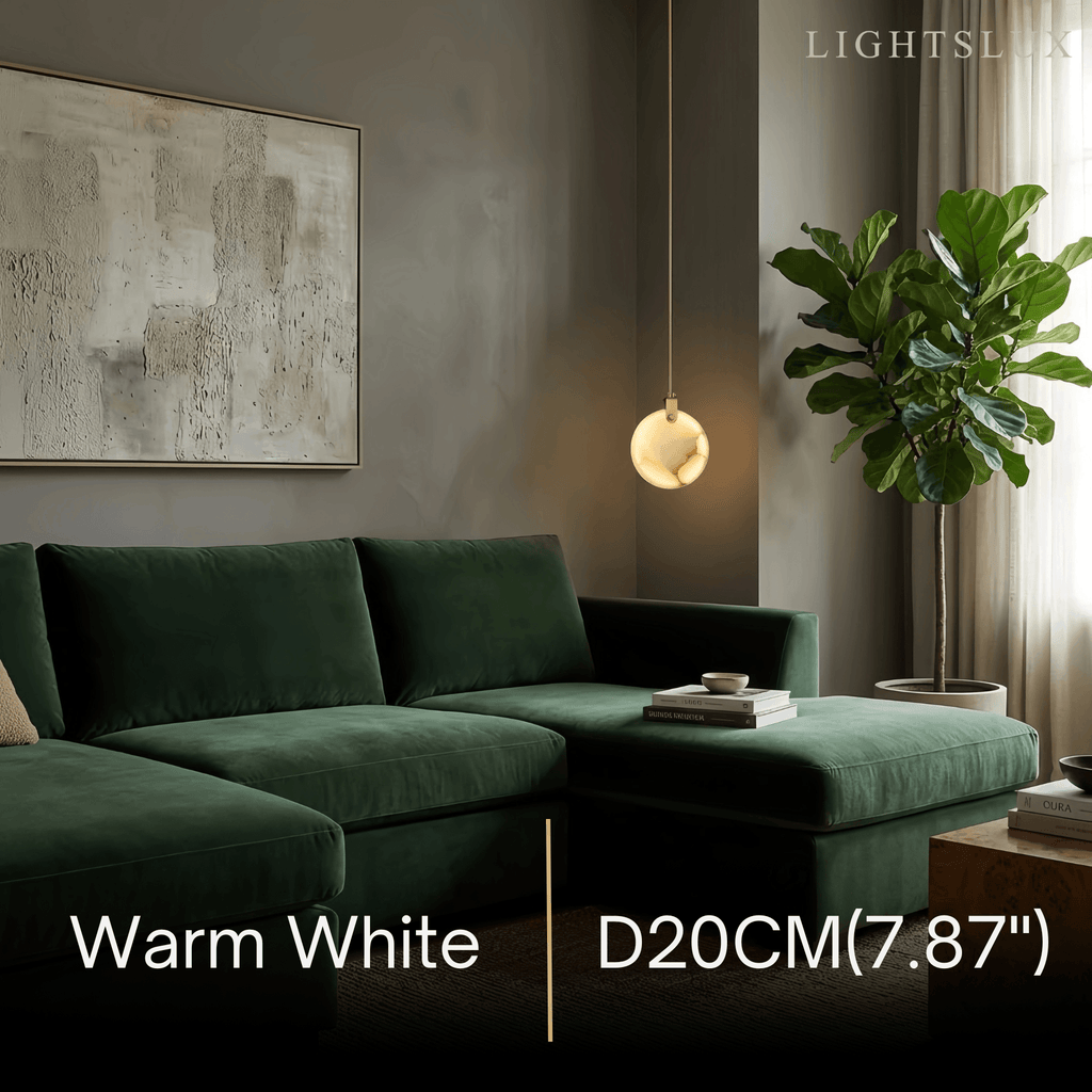 Modern Alabaster Pendant Light — Gold Metal for Dining Room - Flindria