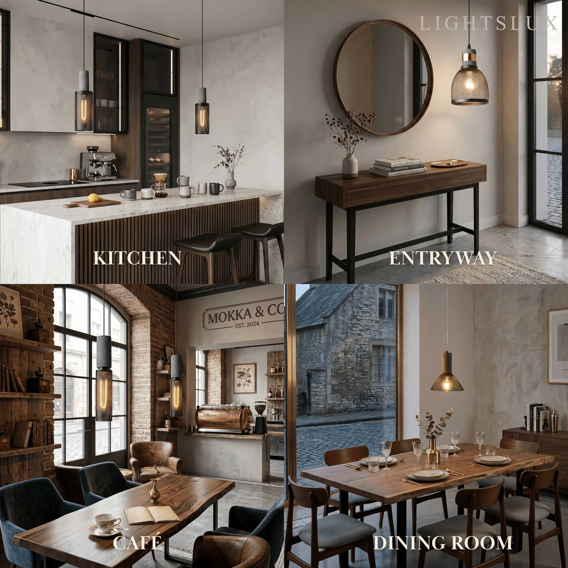 Lámpara colgante de cemento industrial Ferron – Seis tamaños y cable ajustable para isla de cocina/comedor/dormitorio - Flindria