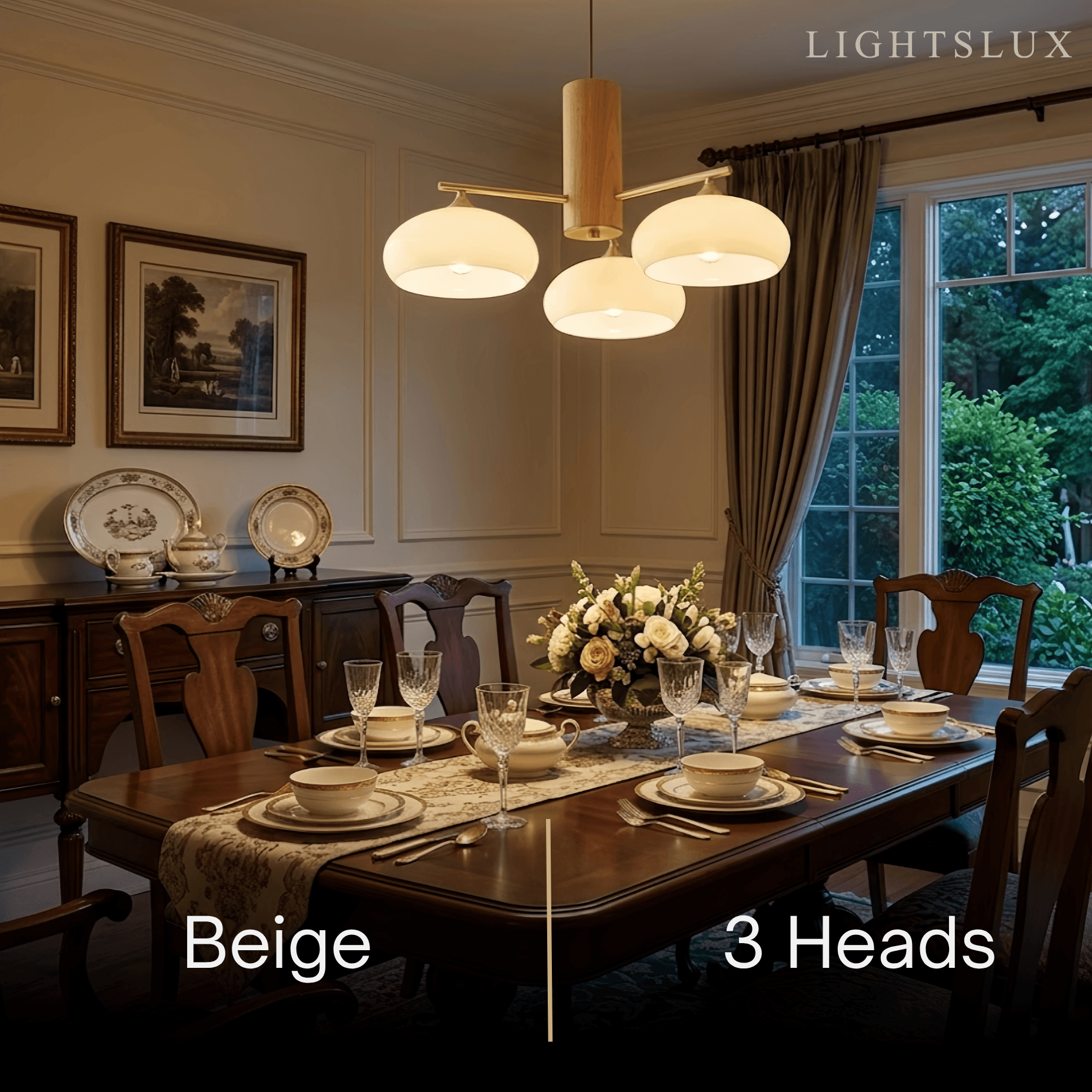Modern Wood & Glass Chandelier — Beige/White for Dining Room - Flindria