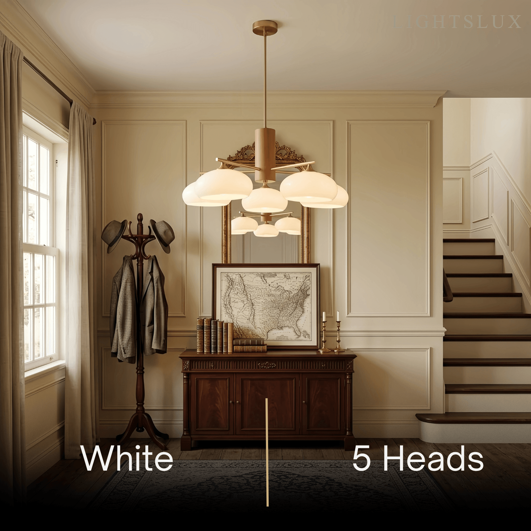 Modern Wood & Glass Chandelier — Beige/White for Dining Room - Flindria