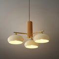 Modern Wood & Glass Chandelier — Beige/White for Dining Room - Flindria