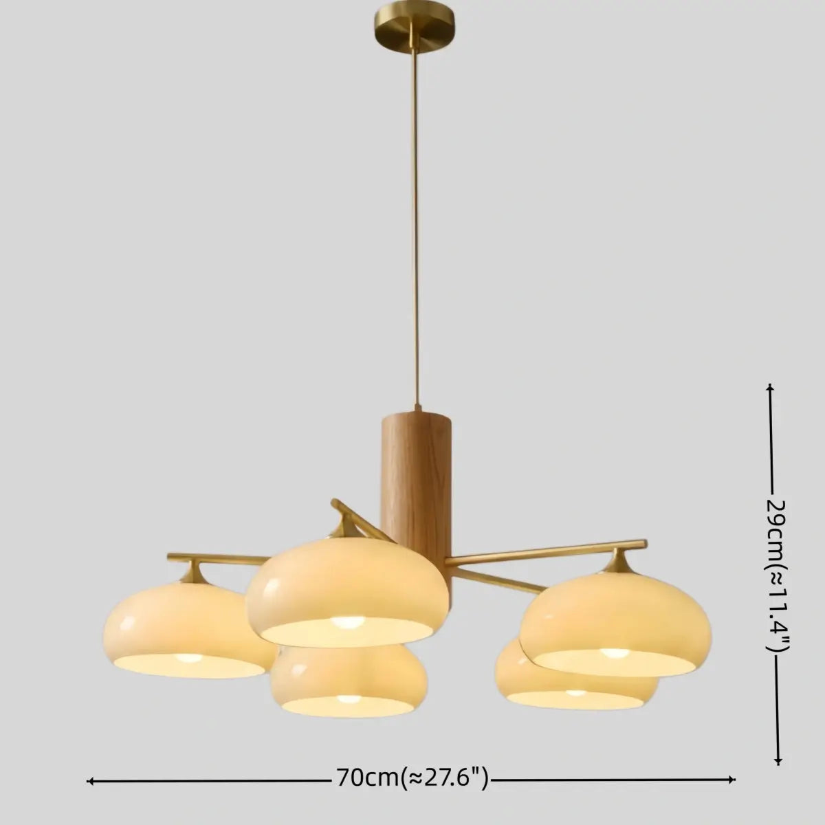 Modern Wood & Glass Chandelier — Beige/White for Dining Room - Flindria