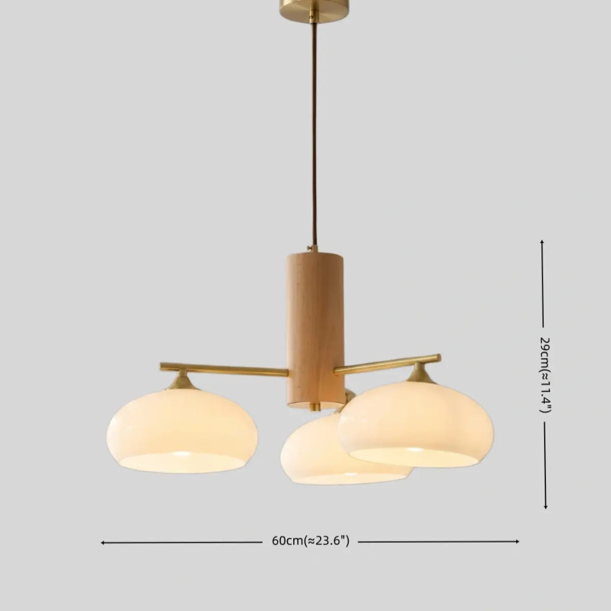 Modern Wood & Glass Chandelier — Beige/White for Dining Room - Flindria
