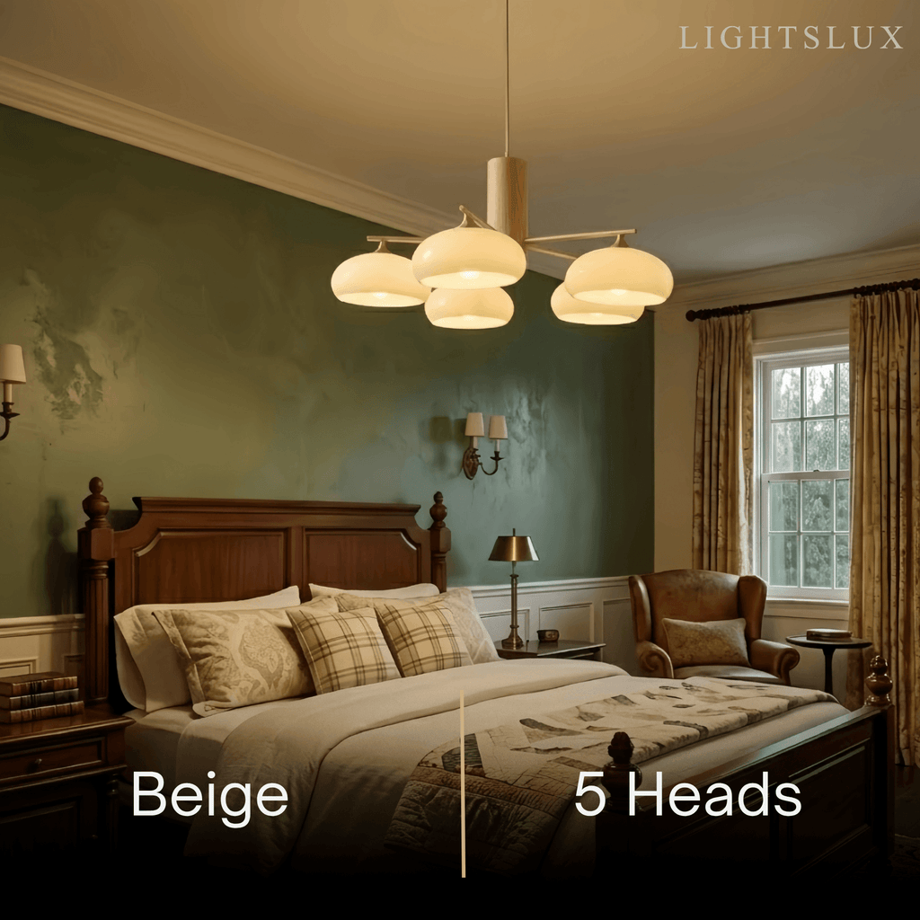 Modern Wood & Glass Chandelier — Beige/White for Dining Room - Flindria