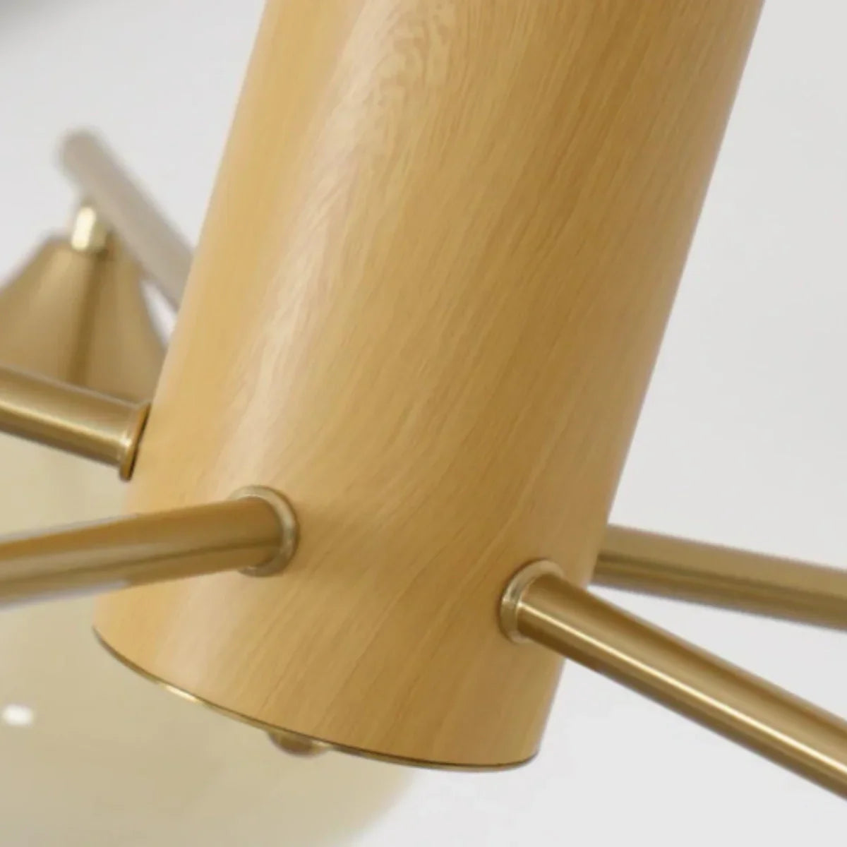 Modern Wood & Glass Chandelier — Beige/White for Dining Room - Flindria