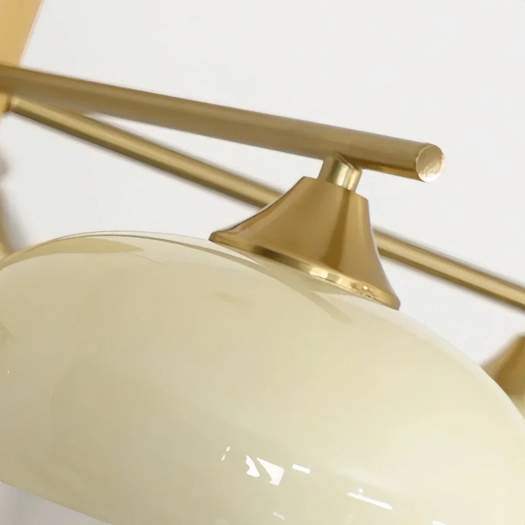 Modern Wood & Glass Chandelier — Beige/White for Dining Room - Flindria