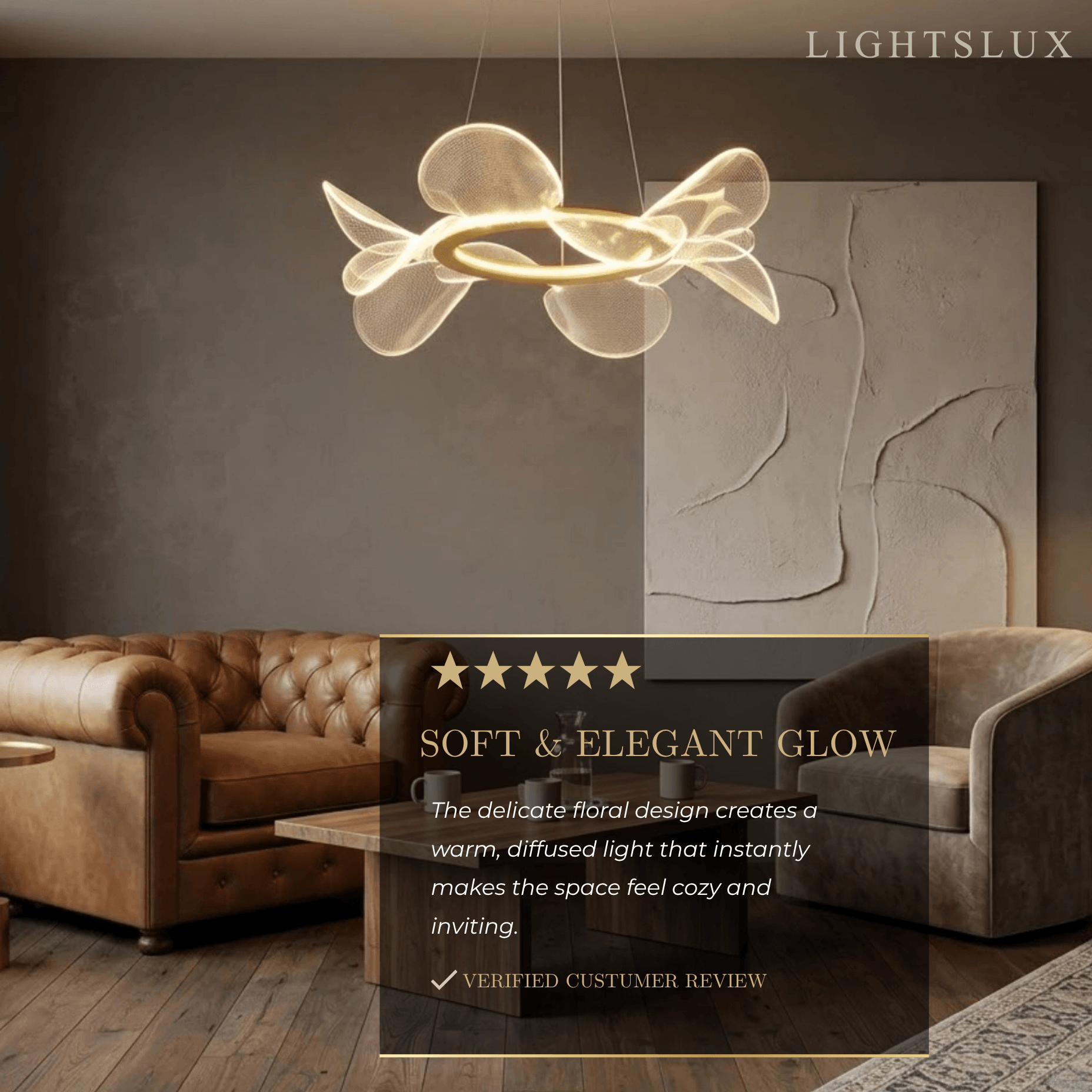 Modern Acrylic Chandelier — Gold Metal for Living Room - Flindria