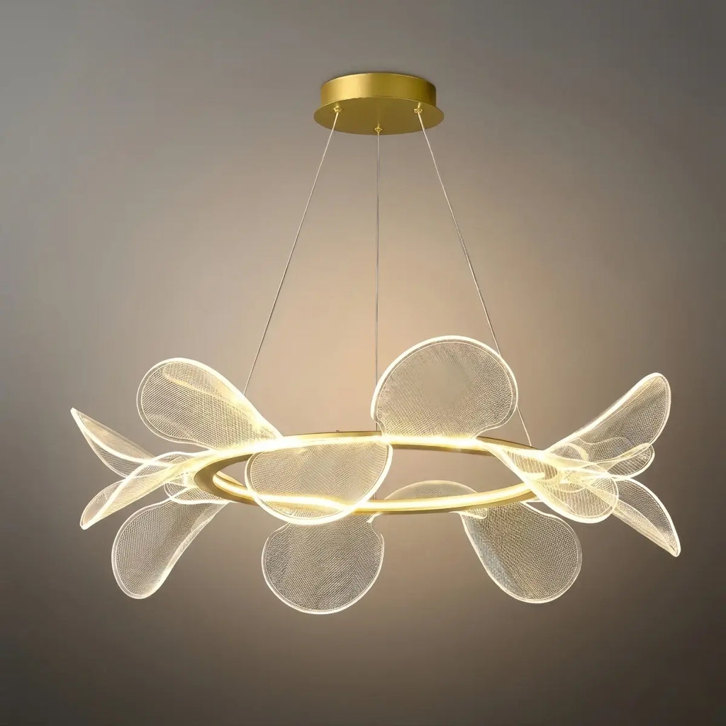 Modern Acrylic Chandelier — Gold Metal for Living Room - Flindria