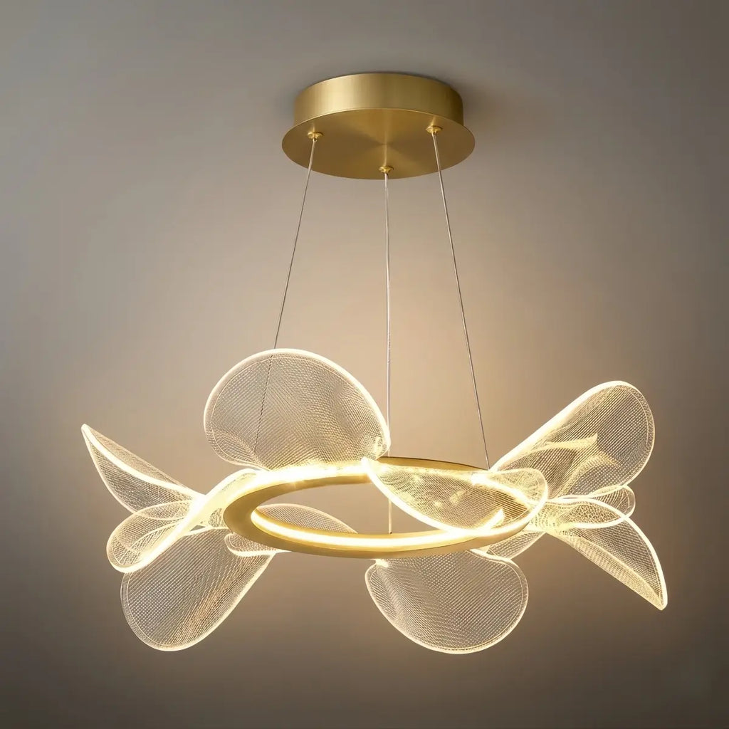 Modern Acrylic Chandelier — Gold Metal for Living Room - Flindria