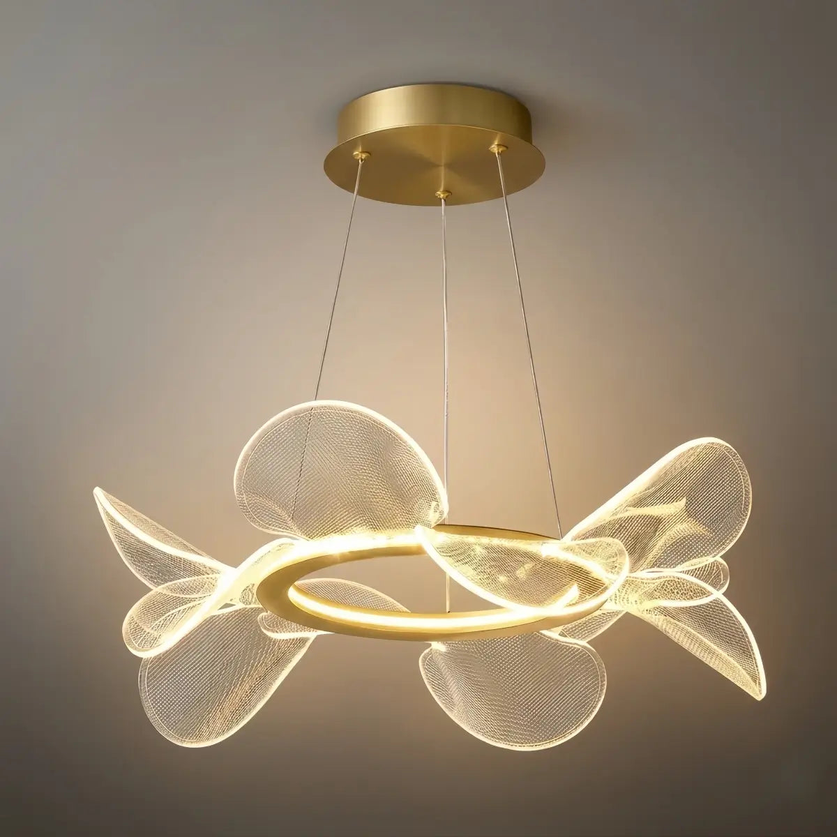 Modern Acrylic Chandelier — Gold Metal for Living Room - Flindria