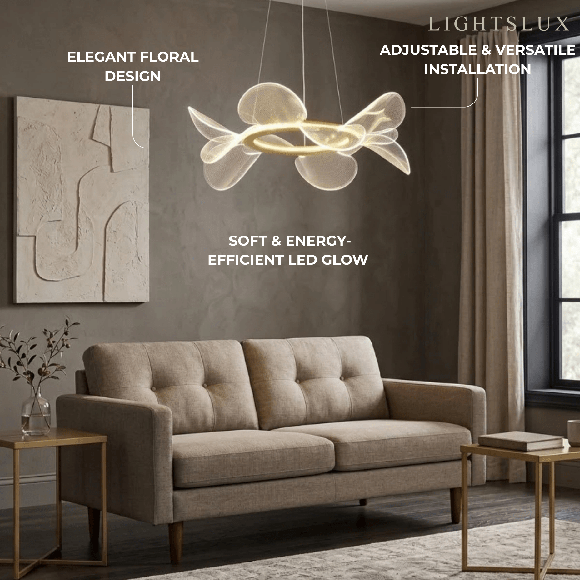Modern Acrylic Chandelier — Gold Metal for Living Room - Flindria